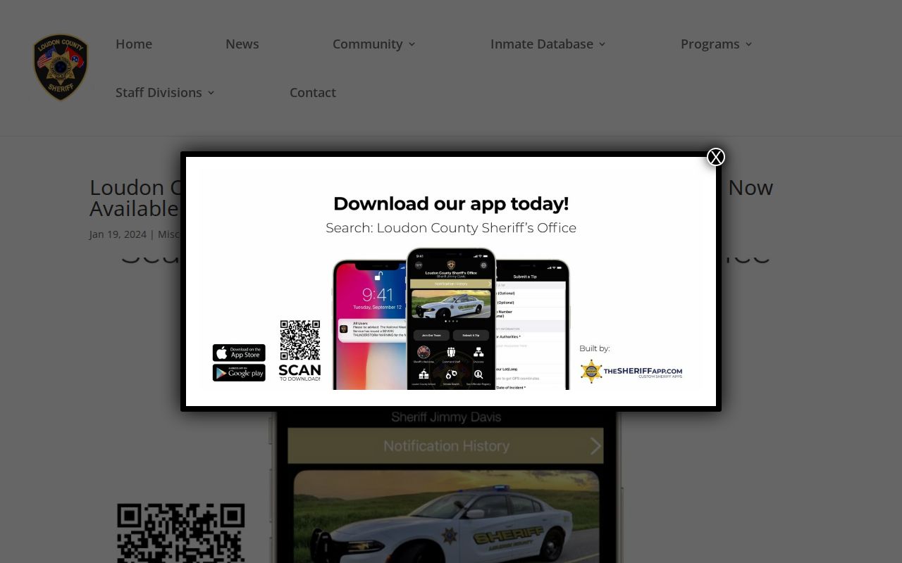 Loudon County 24-hour release app jail information features