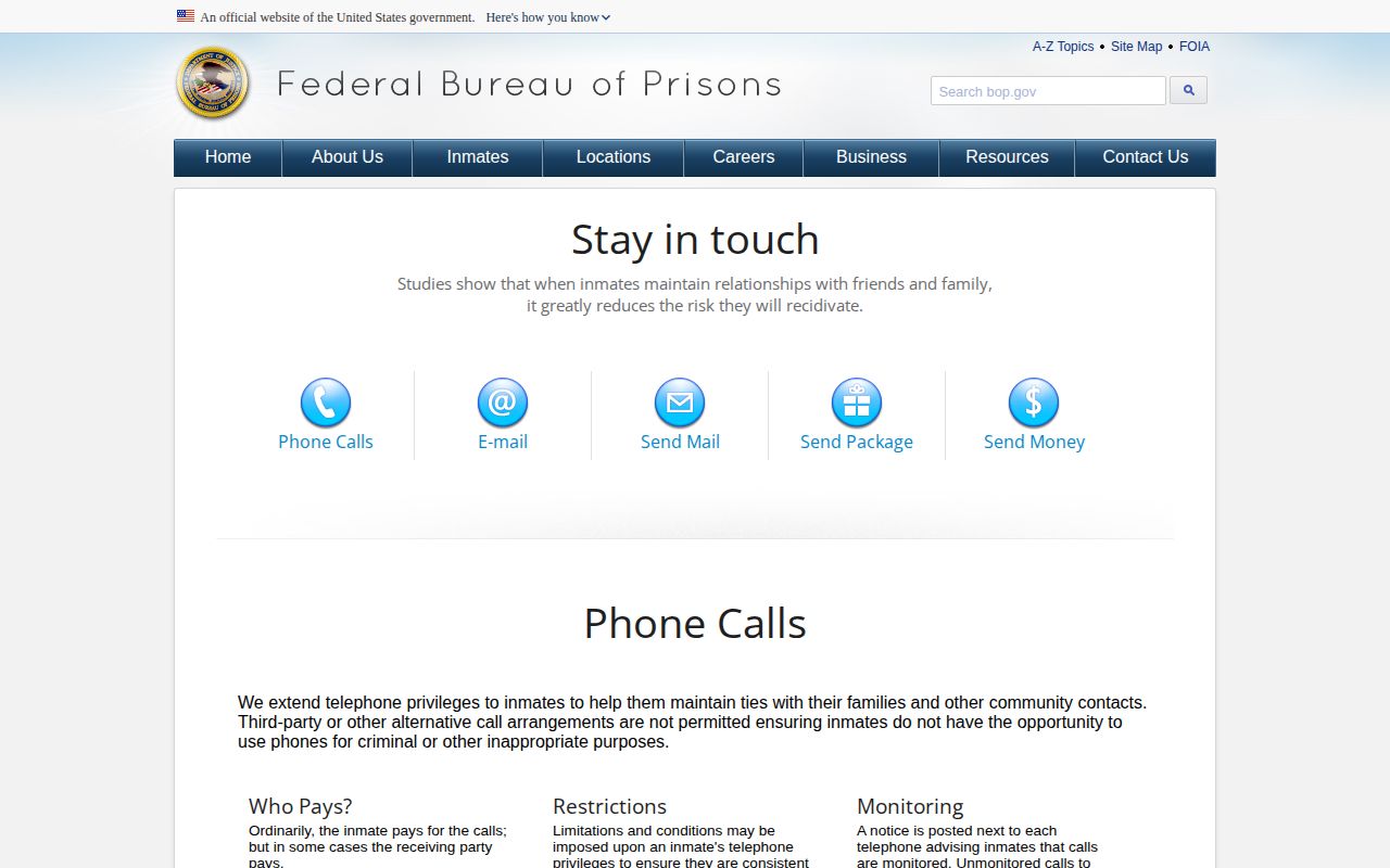 Federal Bureau of Prisons inmate locator release coverage guidance