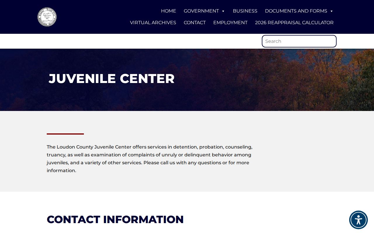 Loudon County Juvenile Center authorized juvenile record contact